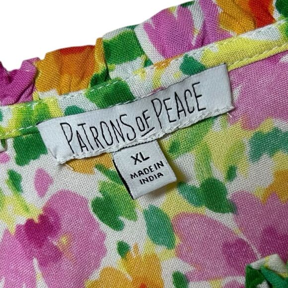 Patrons of Peace Malibu Floral Flowy Short Dress in IV Lime Flower Size XL - Picture 6 of 8